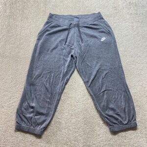 Nike Sweatpants Women Large Gray Capri Joggers Lounge Workout Athletic
